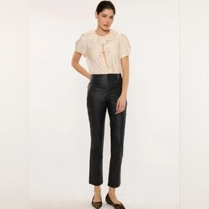 KanCan Judith High-Rise Faux Leather Skinny Straight PanBlack Faux Leather Pants